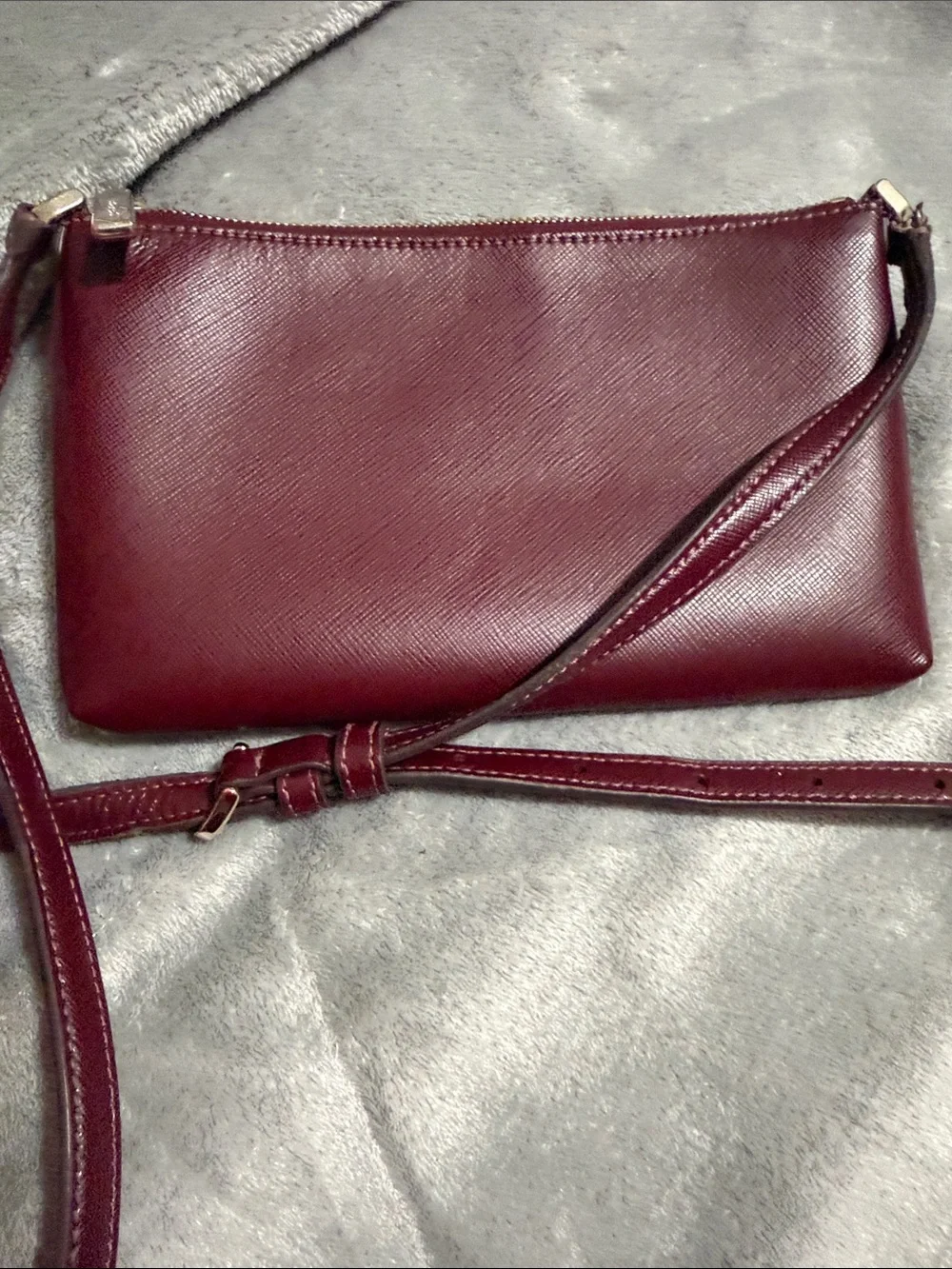 kate spade burgundy leather crossbody bag with gold hardware